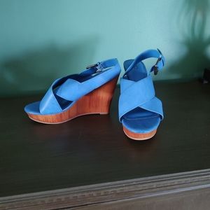 SOLD! Cato Blue Platform Wedge Heels Size 9